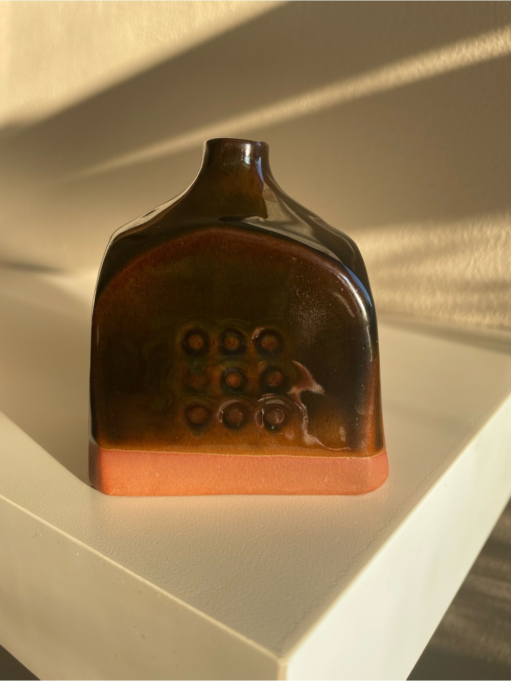 Handcrafted Brown and Terracotta Ceramic Decorative Vase